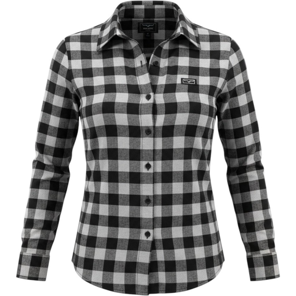 Kimes Ranch Garrison Shirt Women M Grey Heather NWT Plaid Coolmax Western Button